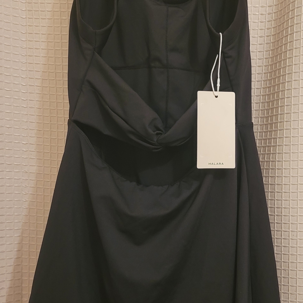 HALARA Black Sheath Dress Sleeveless Cowl Neck